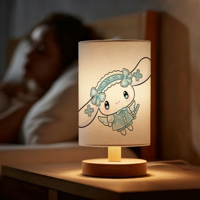 USB-powered Sanrio linen table lamp featuring creative Sanrio patterns