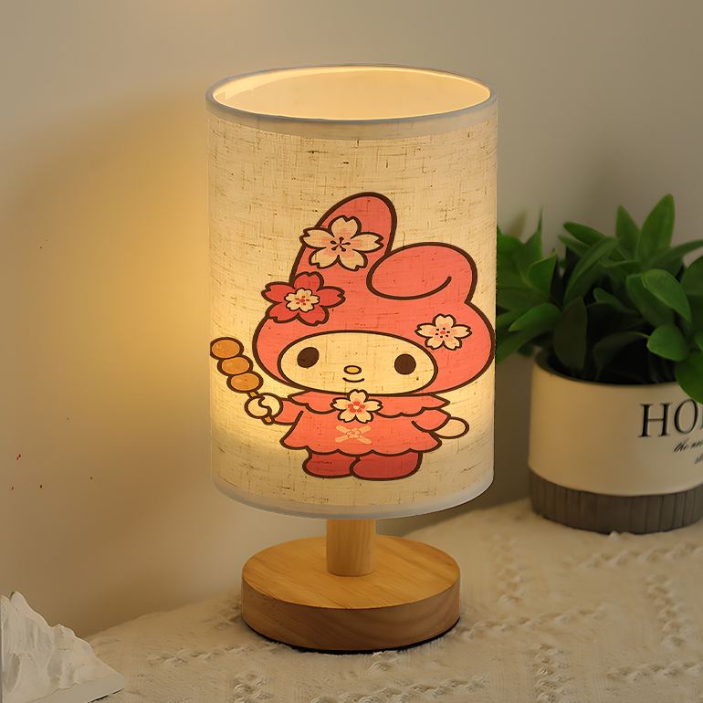 A modern Sanrio USB-powered linen lamp with a creative design, featuring Sanrio patterns