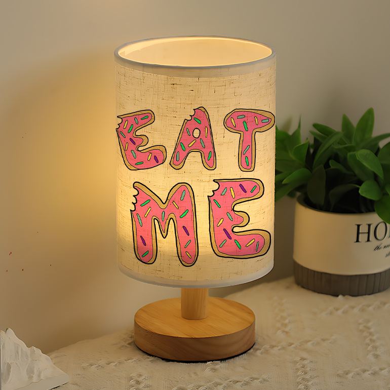 A Modern USB-powered Linen Table Lamp with Creative Patterns