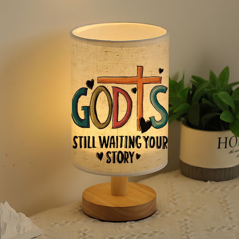 Modern USB-Powered Linen Table Lamp with Inspirational