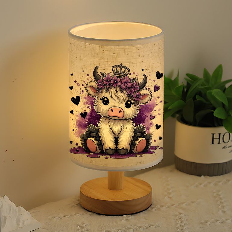 A Modern USB-powered Linen Table Lamp With Creative Patterns
