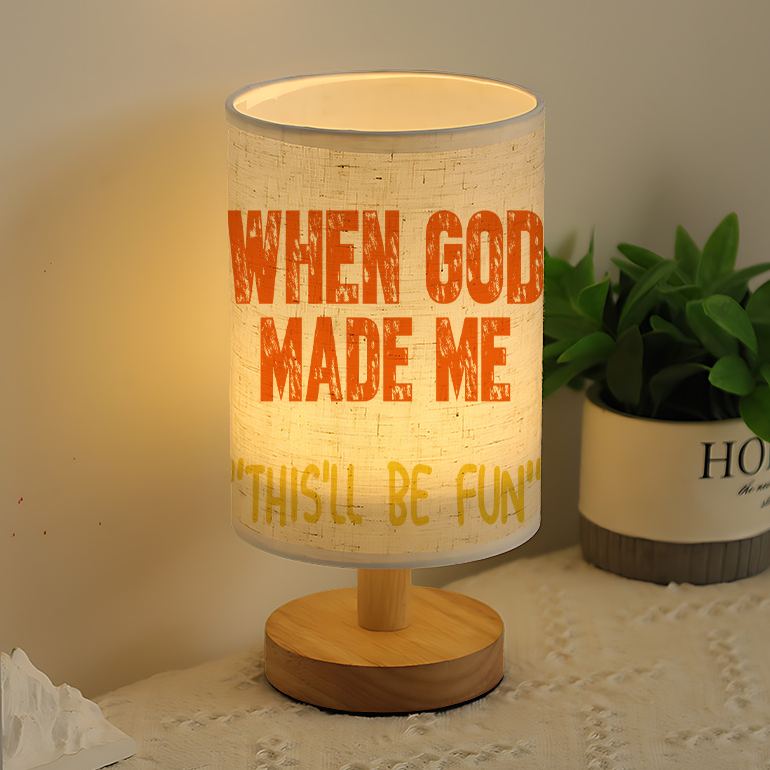 Linen Table Lamp With Inspirational Bible Verse Design