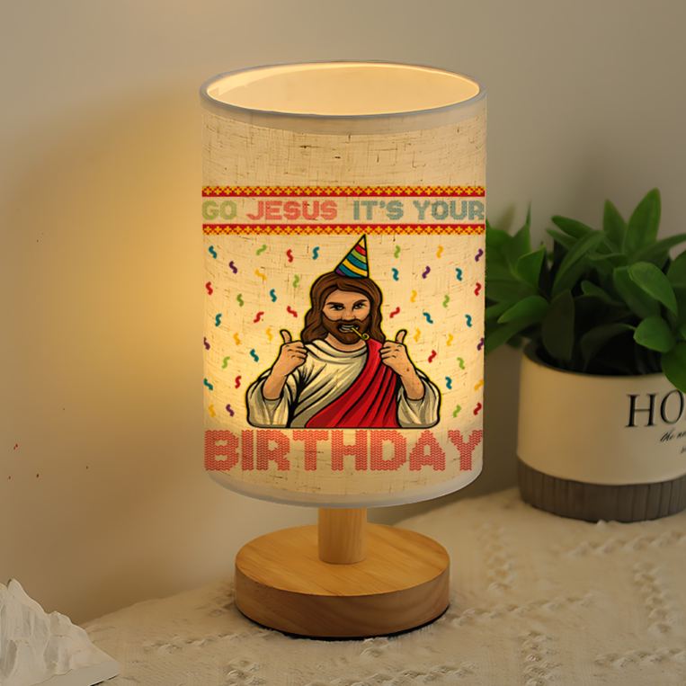USB Powered Linen Table Lamp Birthday Design
