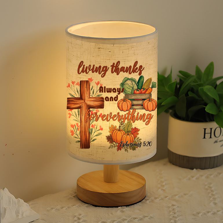 Modern USB-Powered Linen Table Lamp with Elegant Leaf & Floral Pattern Shade