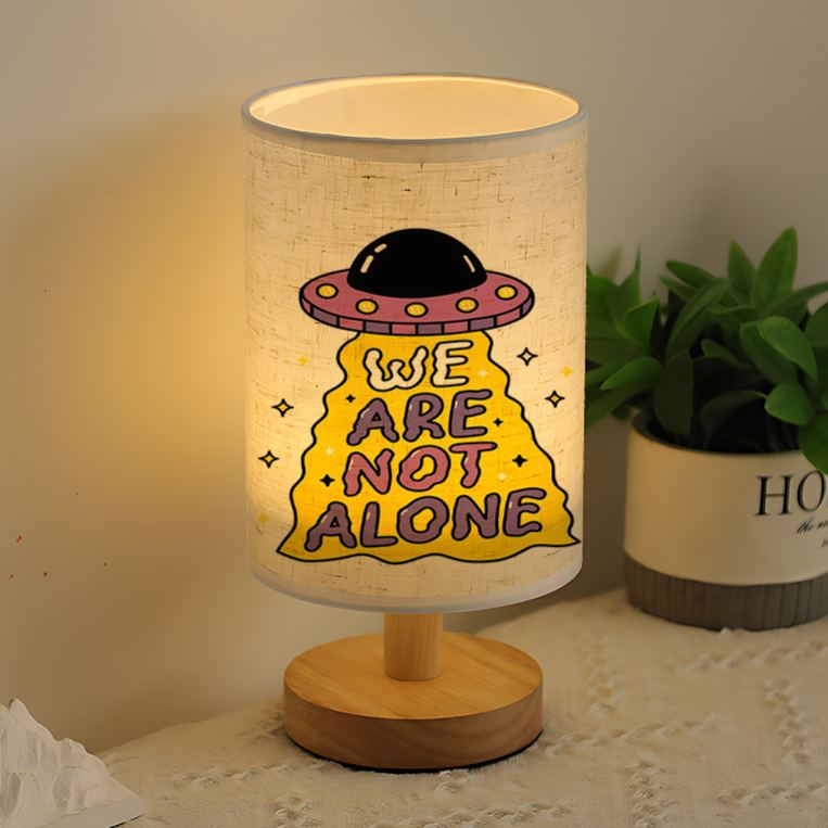 A Modern USB-powered Linen Table Lamp with Creative Patterns