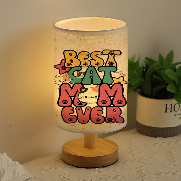 A Modern USB-powered Linen Table Lamp with Creative Patterns