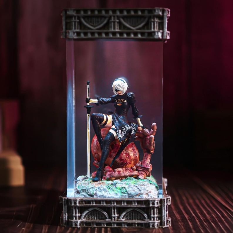 NieR Automata Epoxy Diorama Resin Lamp Decor