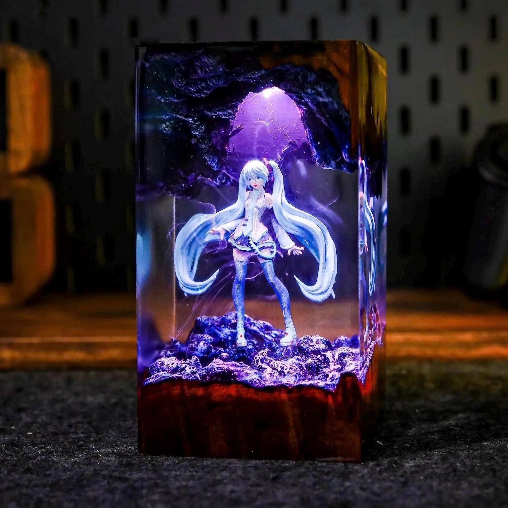 Miku Resin Lamp Gaming Decor Anime Night Light