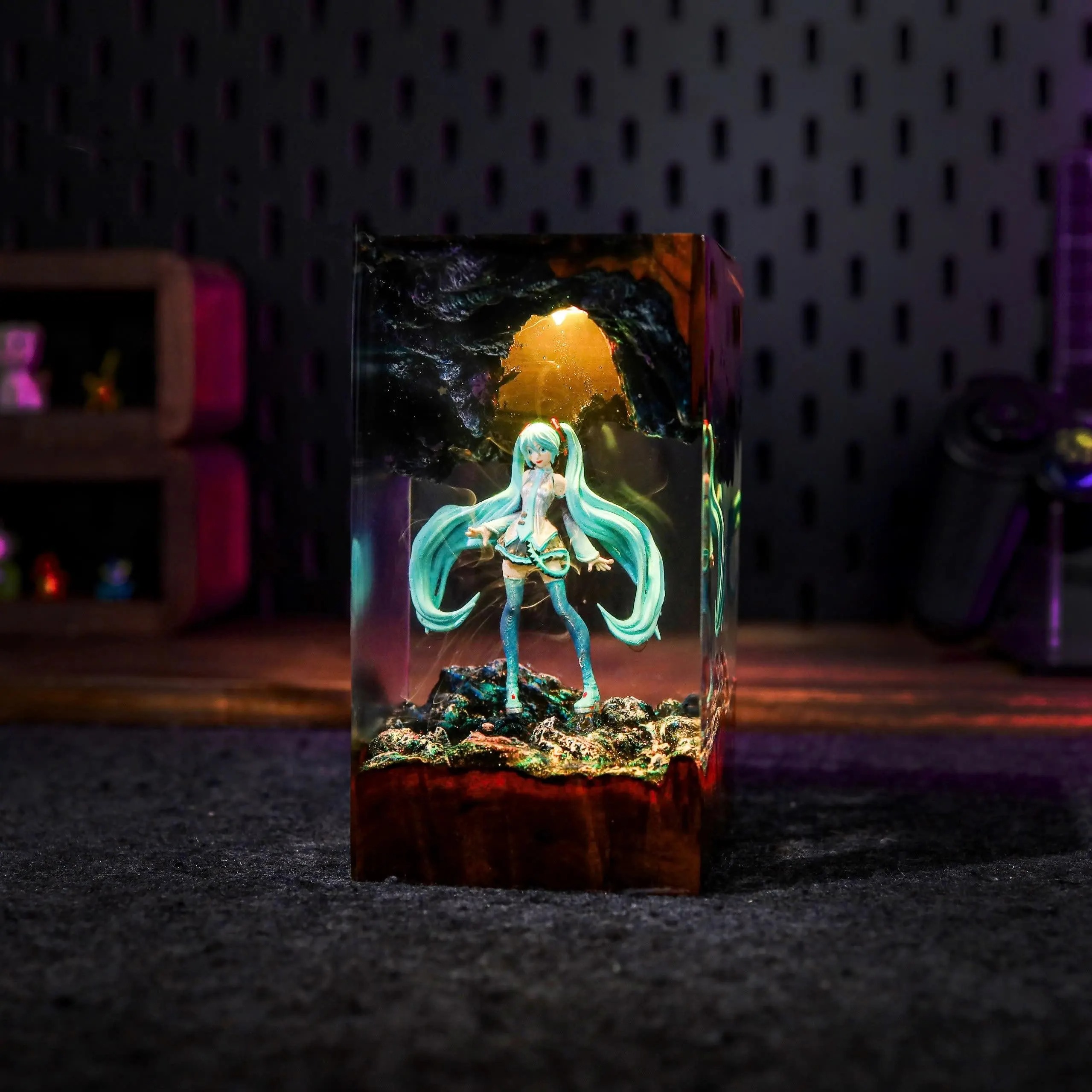 Miku Resin Lamp Gaming Decor Anime Night Light