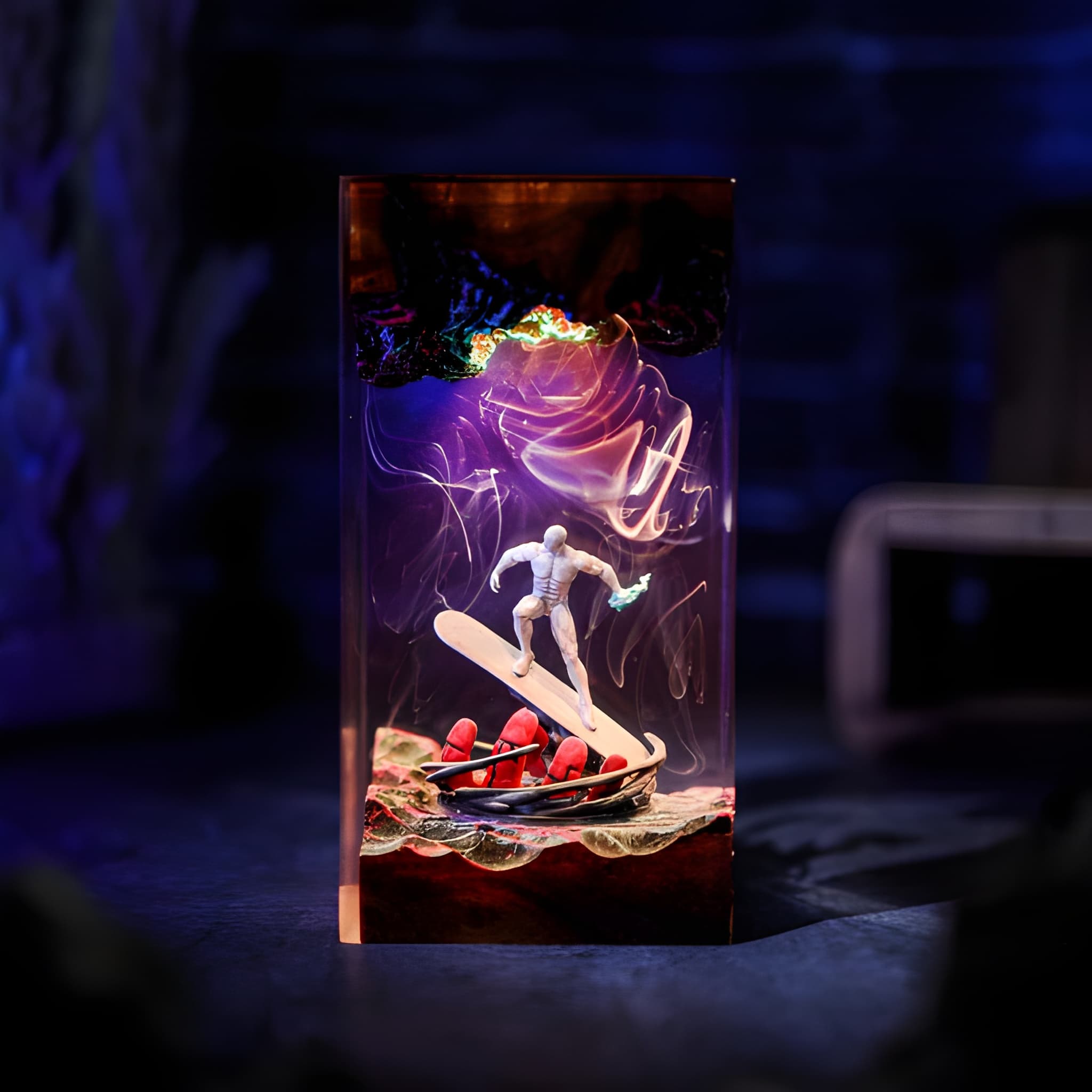 Cosmic Surfer Resin Sci Fi Night Light Lamp