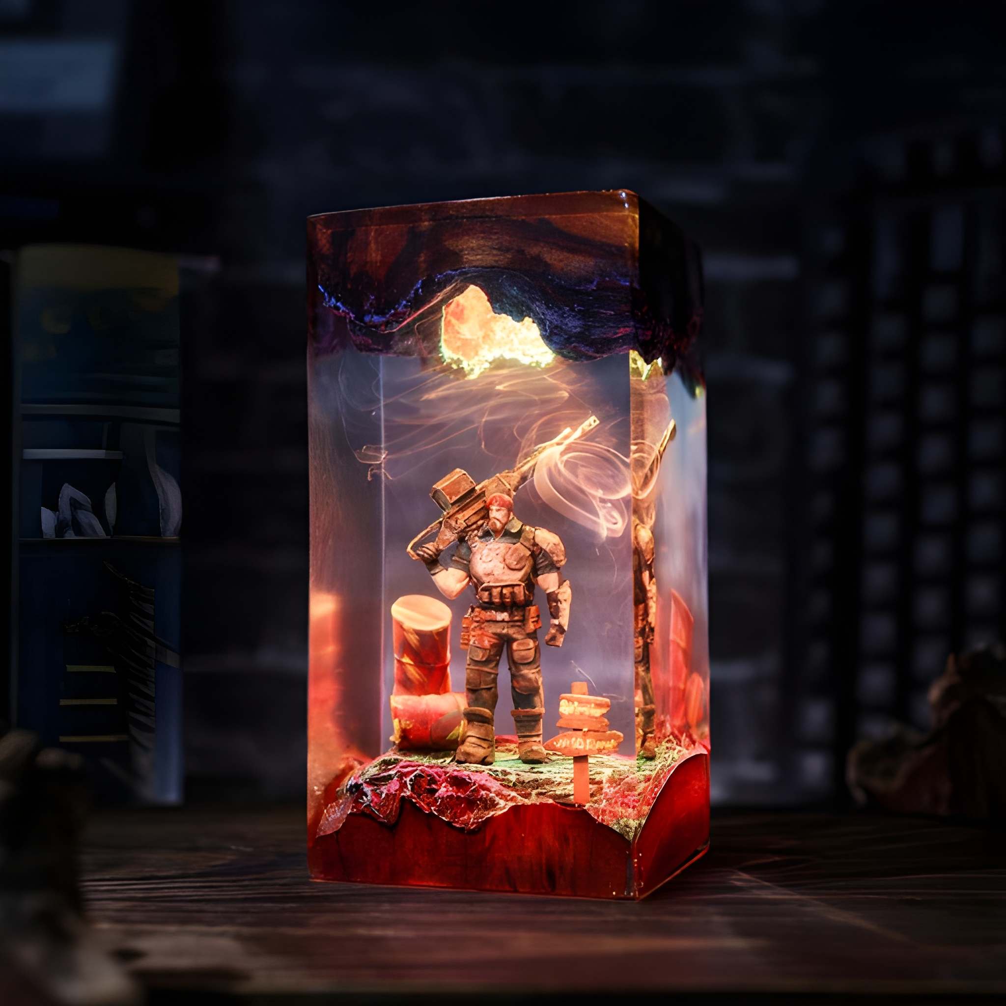 Game Soldier Resin Night Light Handmade Decor