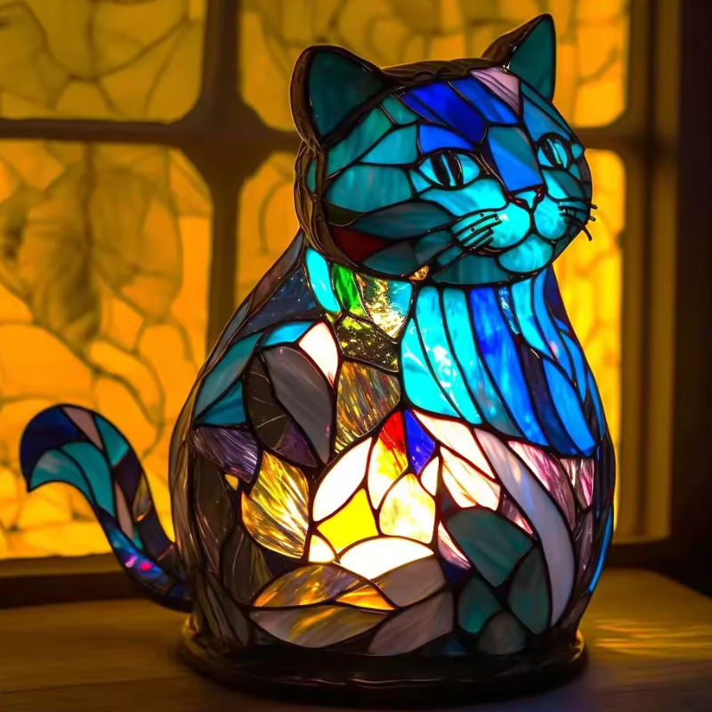 Resin Stained Glass Animal Table Light Night Light Owl Horse Rooster Elephant Table Lamp for Living Room Home Bedroom Decoration