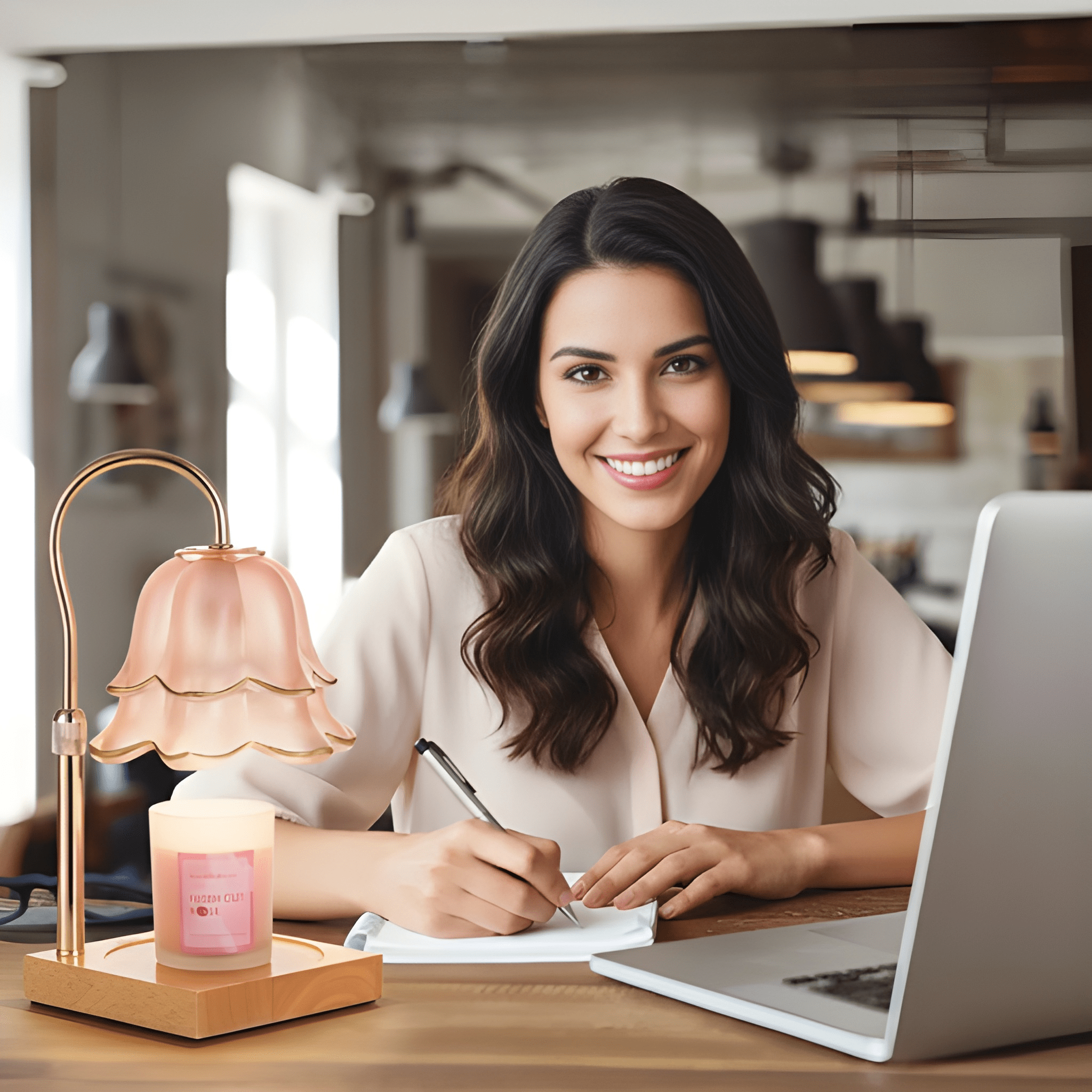 Floral Candle Warmer Lamp With Timer And Adjustable Brightness