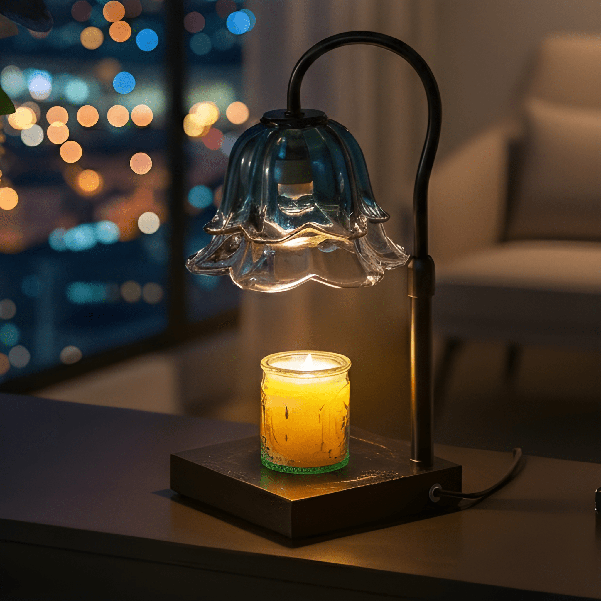 Floral Candle Warmer Lamp With Timer And Adjustable Brightness