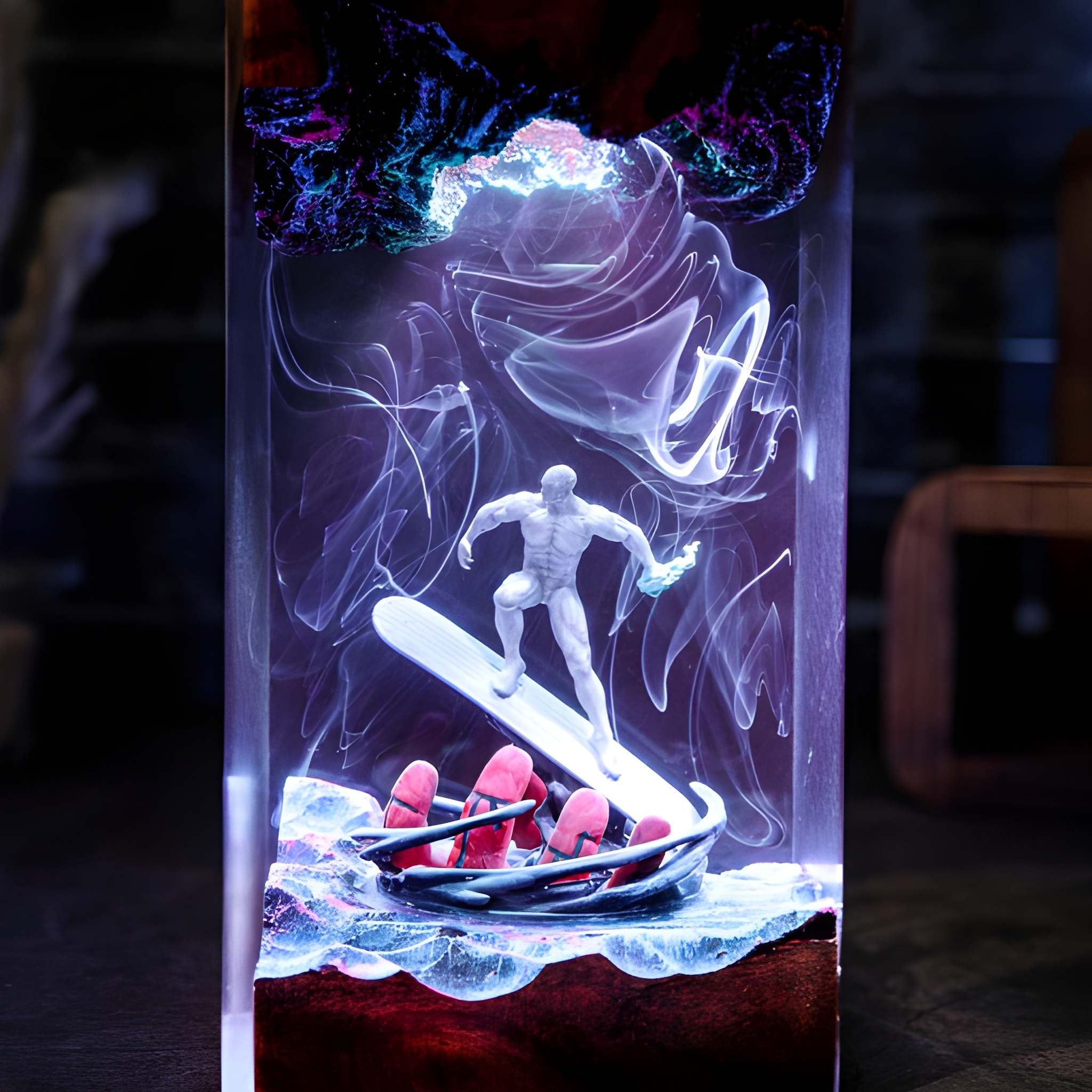 Cosmic Surfer Resin Sci Fi Night Light Lamp