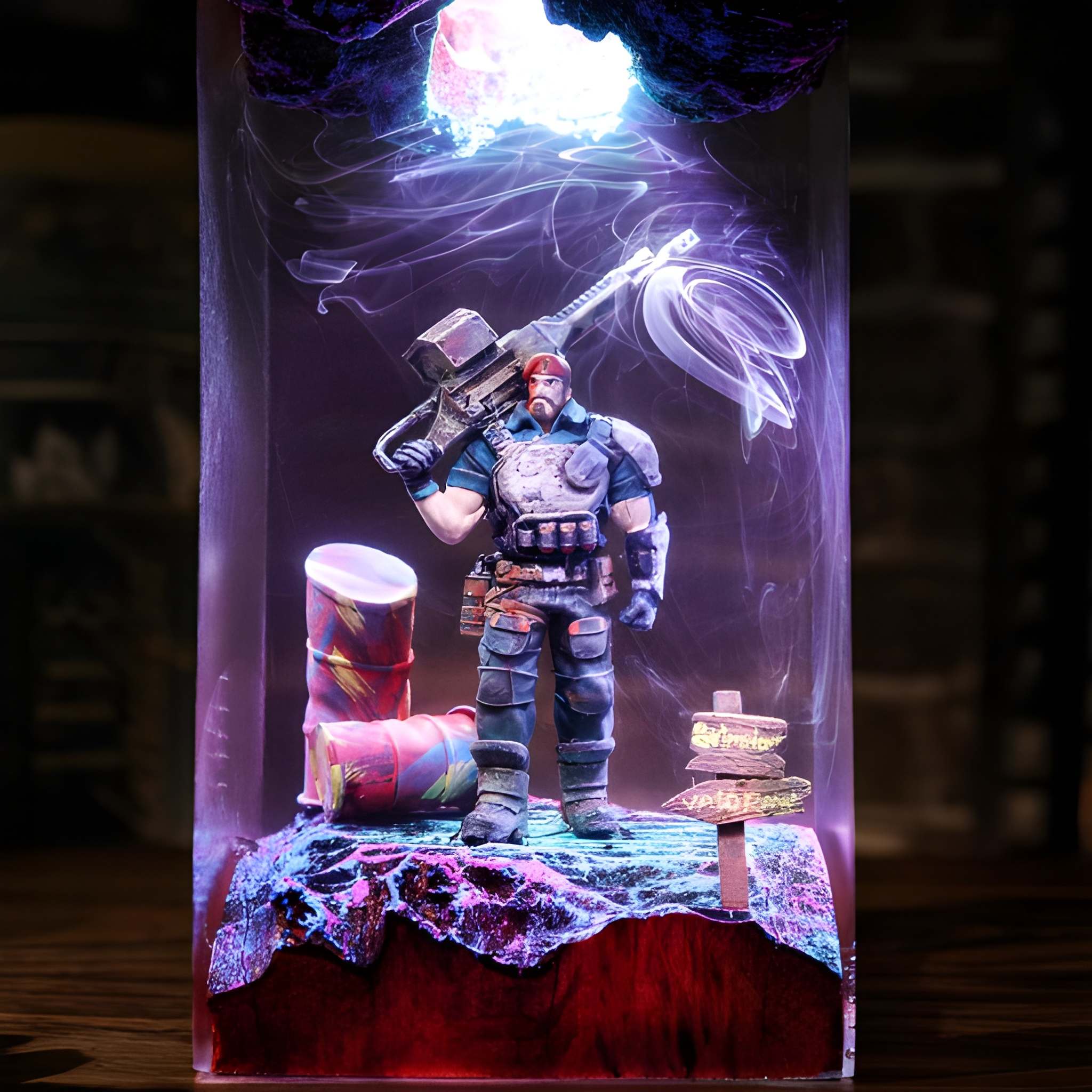 Game Soldier Resin Night Light Handmade Decor