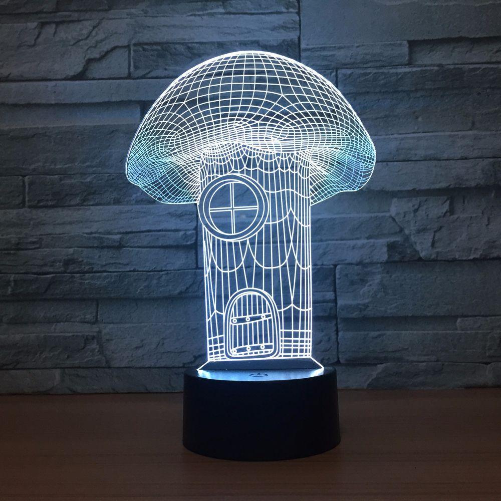 Mushroom House 3D Optical Illusion Lamp - 3D Optical Lamp