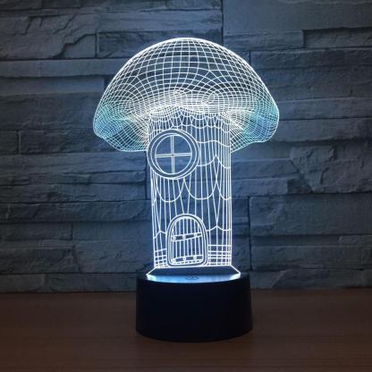 Mushroom House 3D Optical Illusion Lamp - 3D Optical Lamp