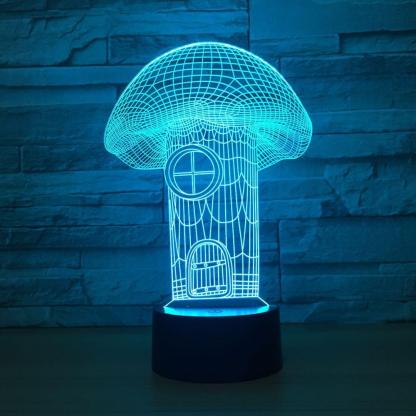 Mushroom House 3D Optical Illusion Lamp - 3D Optical Lamp
