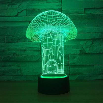 Mushroom House 3D Optical Illusion Lamp - 3D Optical Lamp