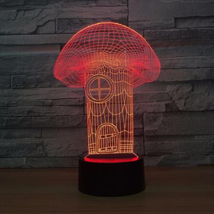 Mushroom House 3D Optical Illusion Lamp - 3D Optical Lamp