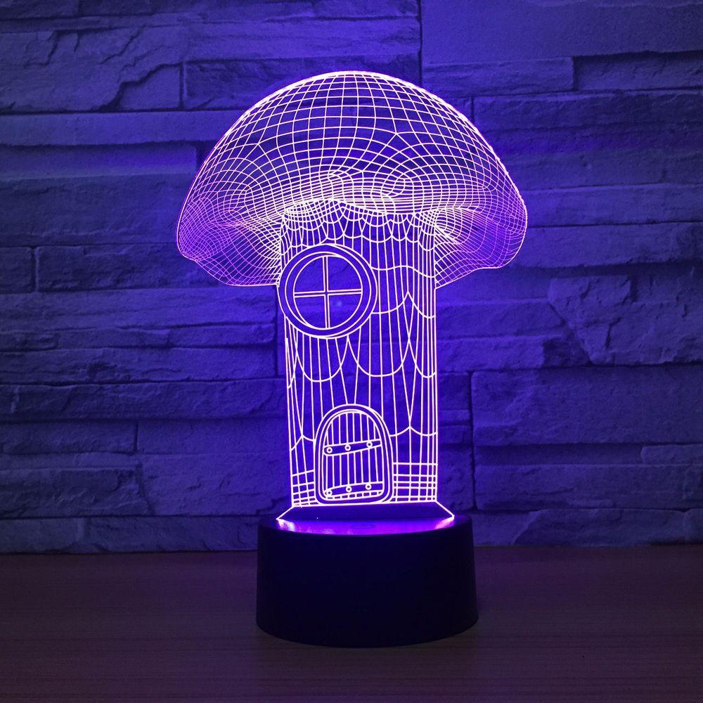 Mushroom House 3D Optical Illusion Lamp - 3D Optical Lamp