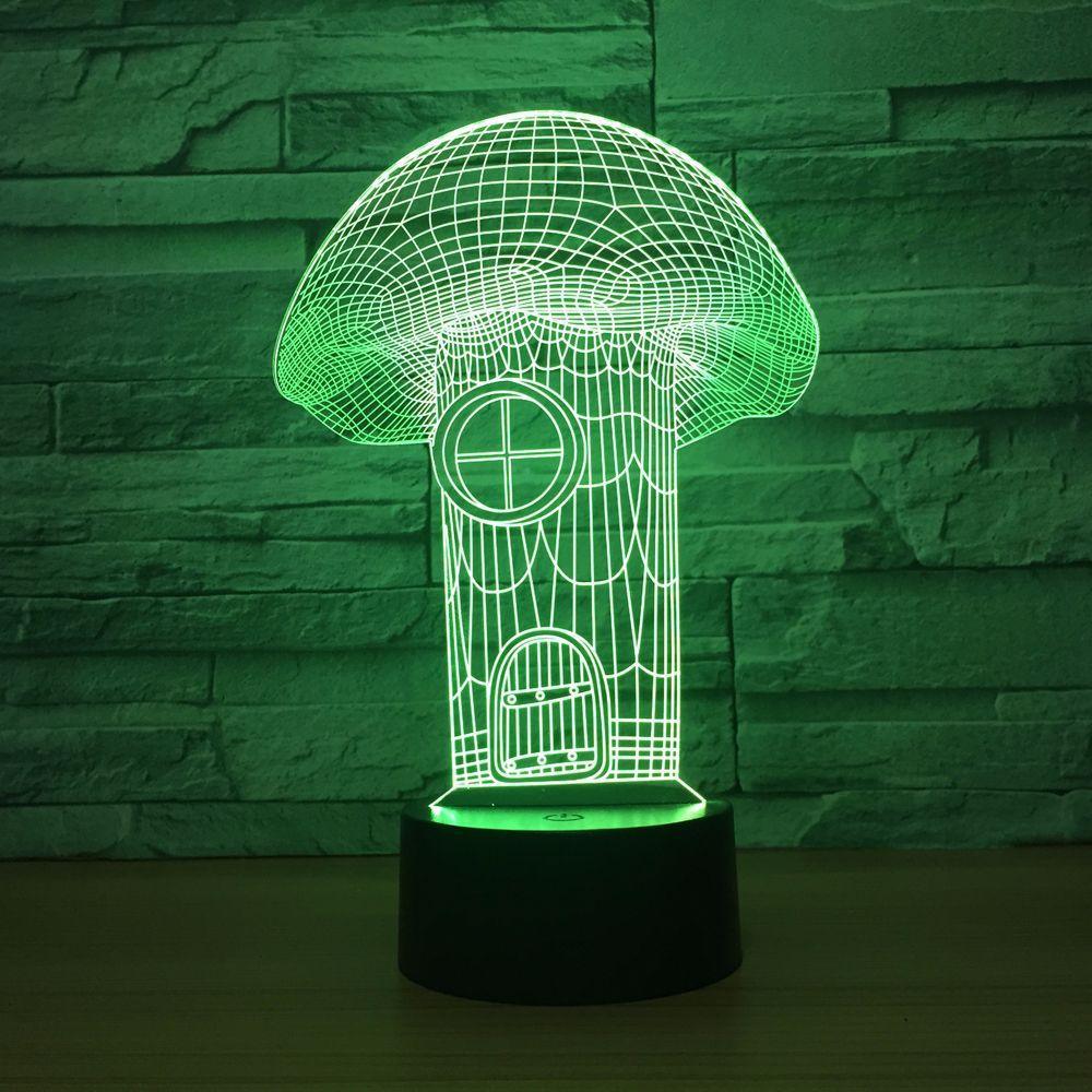 Mushroom House 3D Optical Illusion Lamp - 3D Optical Lamp