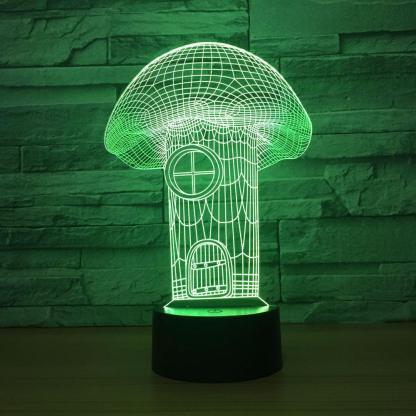 Mushroom House 3D Optical Illusion Lamp - 3D Optical Lamp