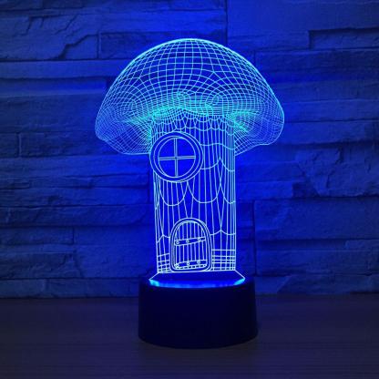 Mushroom House 3D Optical Illusion Lamp - 3D Optical Lamp