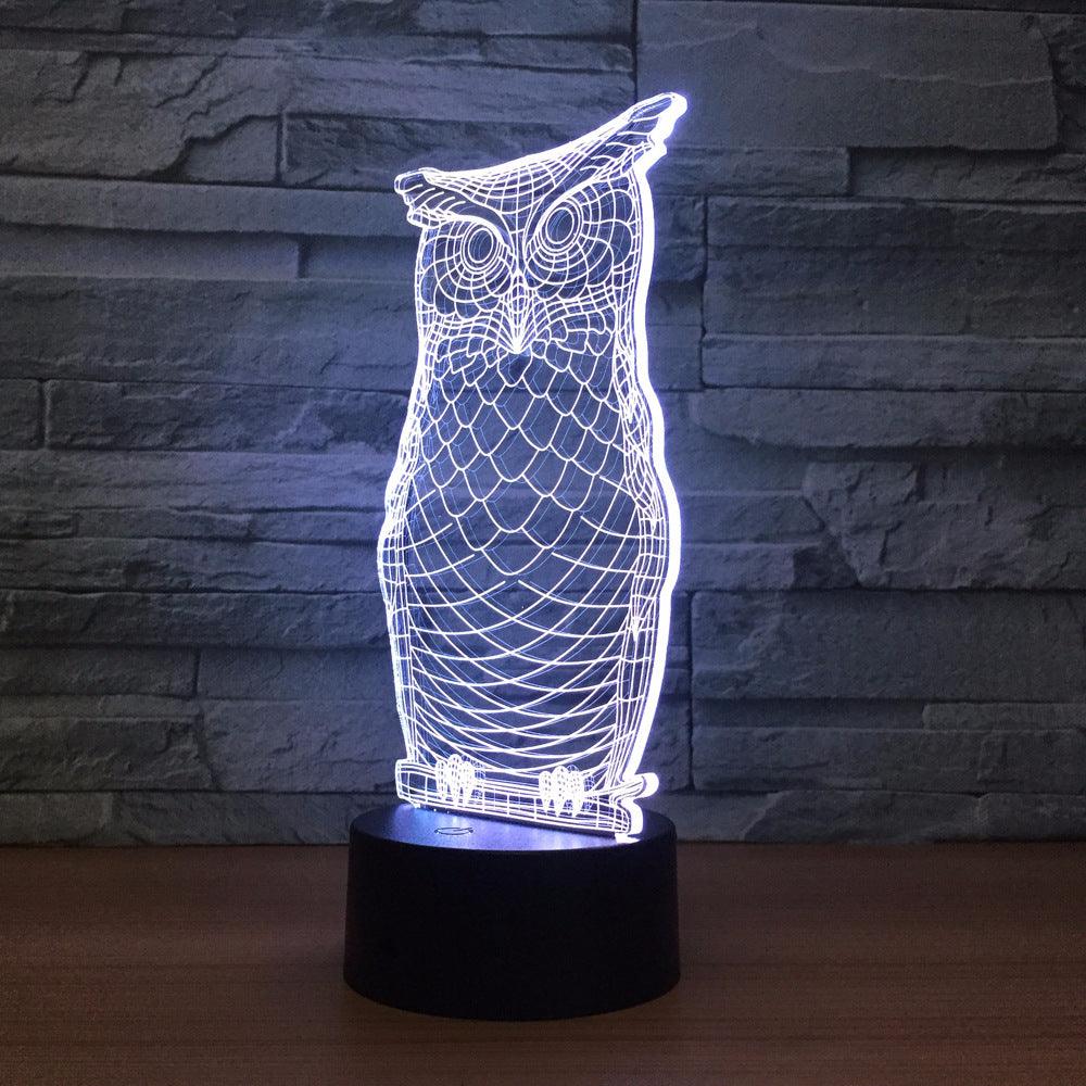 Adorable Owl 3D Optical Illusion Lamp-3D Optical Lamp