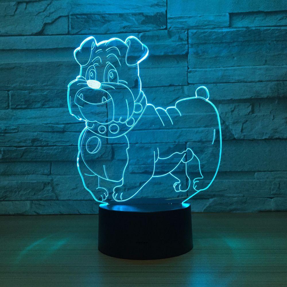 Bulldog Cartoon Illusion Lamp-3D Optical Lamp