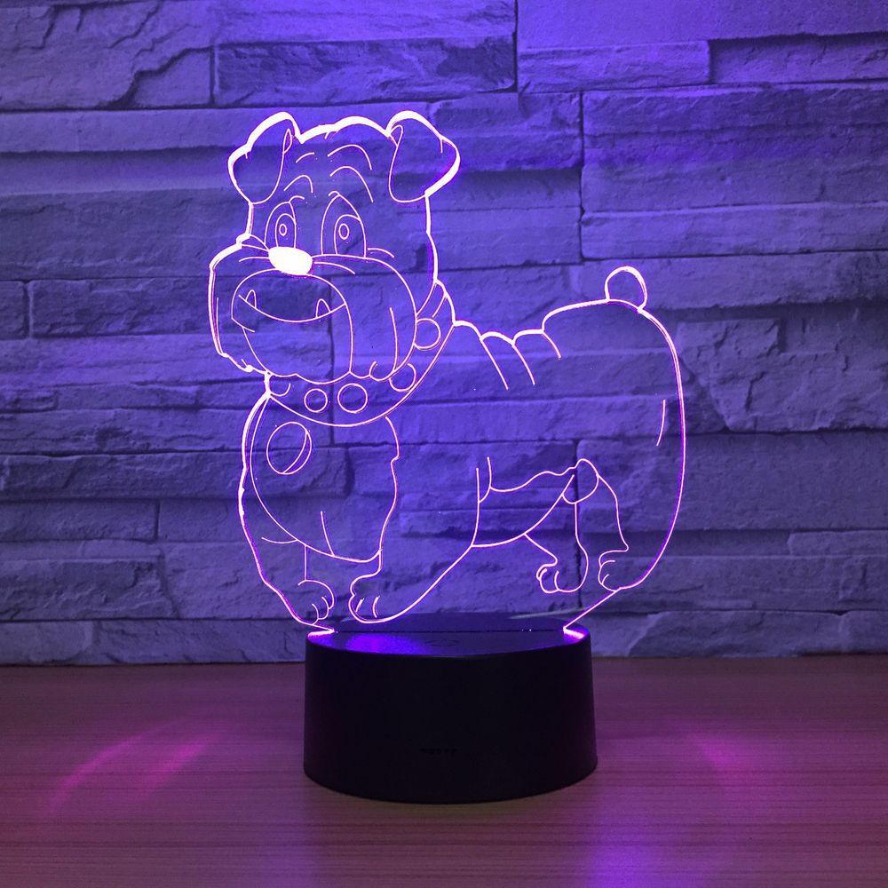 Bulldog Cartoon Illusion Lamp-3D Optical Lamp