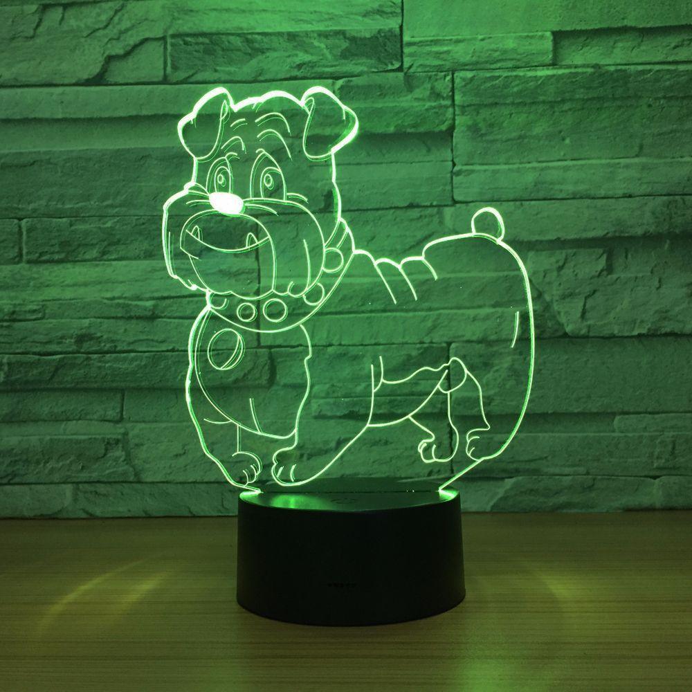Bulldog Cartoon Illusion Lamp-3D Optical Lamp