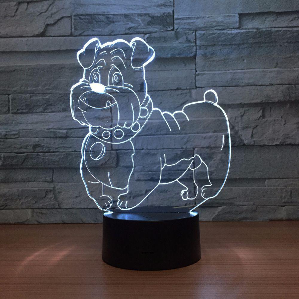 Bulldog Cartoon Illusion Lamp-3D Optical Lamp