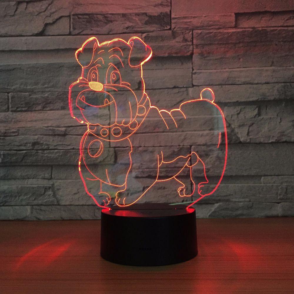 Bulldog Cartoon Illusion Lamp-3D Optical Lamp