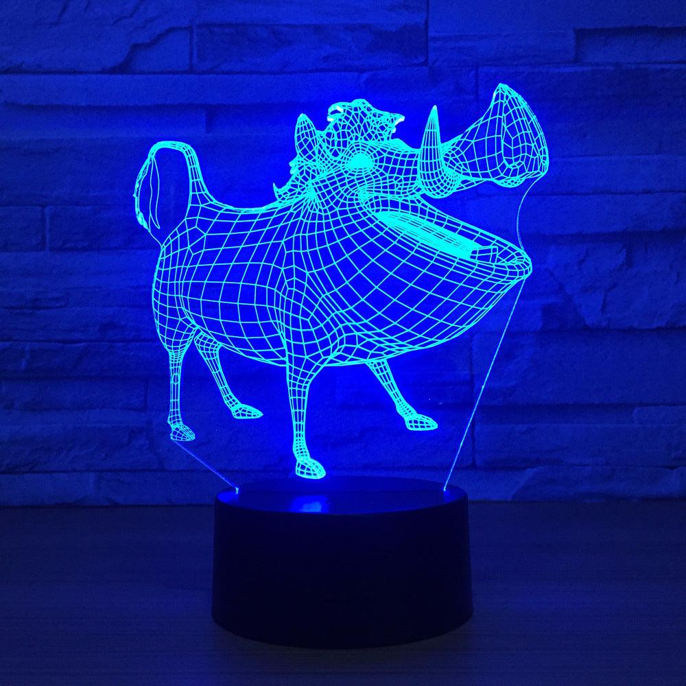 Cartoon Pig 3D Optical Illusion Lamp - 3D Optical Lamp