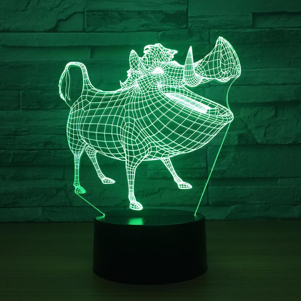 Cartoon Pig 3D Optical Illusion Lamp - 3D Optical Lamp