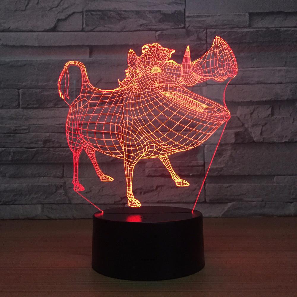 Cartoon Pig 3D Optical Illusion Lamp - 3D Optical Lamp