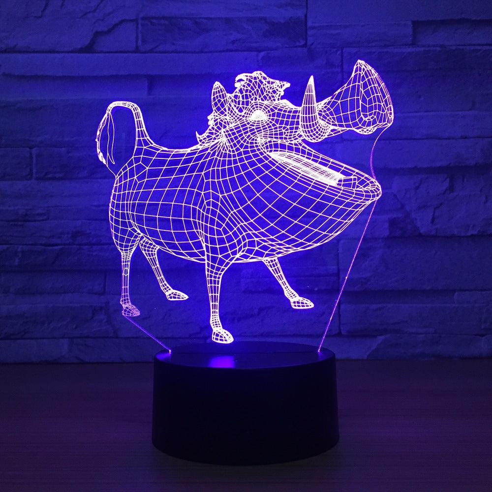 Cartoon Pig 3D Optical Illusion Lamp - 3D Optical Lamp