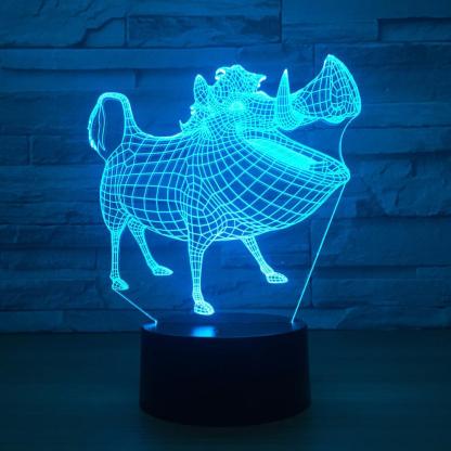 Cartoon Pig 3D Optical Illusion Lamp - 3D Optical Lamp