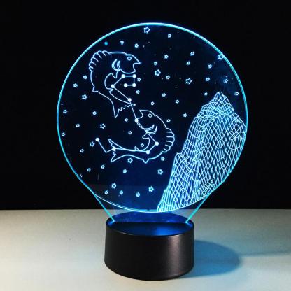 Pisces Horoscope 3D Optical Illusion Lamp - 3D Optical Lamp