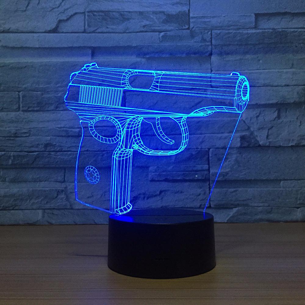 Abstract Handgun 3D Optical Illusion Lamp - 3D Optical Lamp