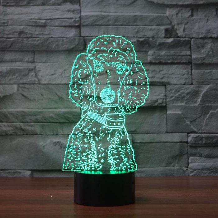 Lovely Poodle 3D Optical Illusion Lamp - 3D Optical Lamp