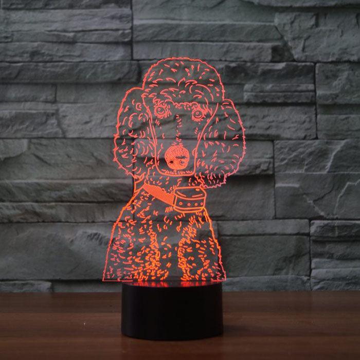 Lovely Poodle 3D Optical Illusion Lamp - 3D Optical Lamp