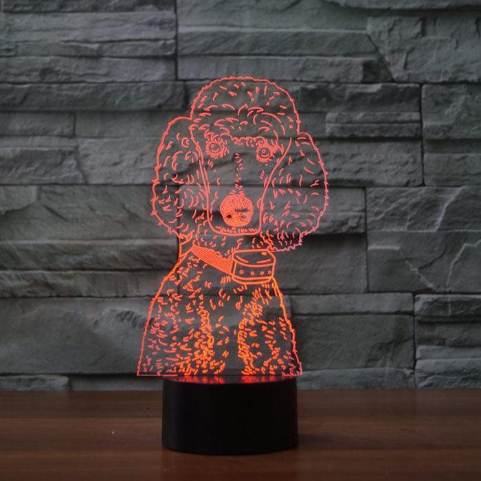 Lovely Poodle 3D Optical Illusion Lamp - 3D Optical Lamp