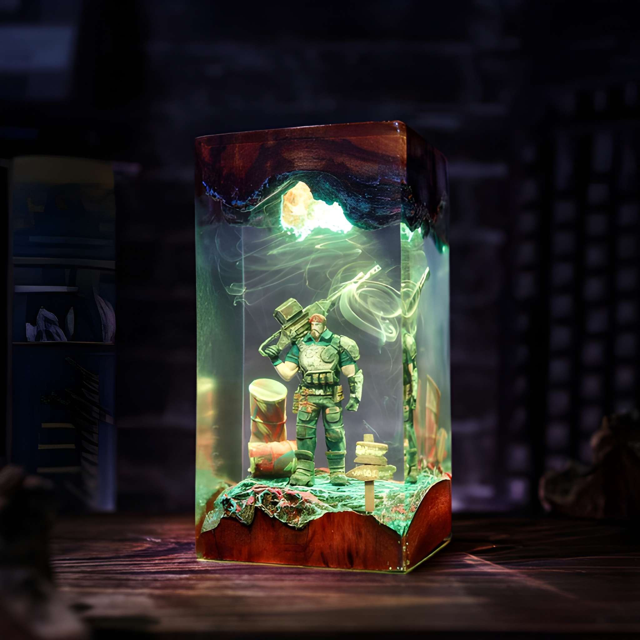Game Soldier Resin Night Light Handmade Decor