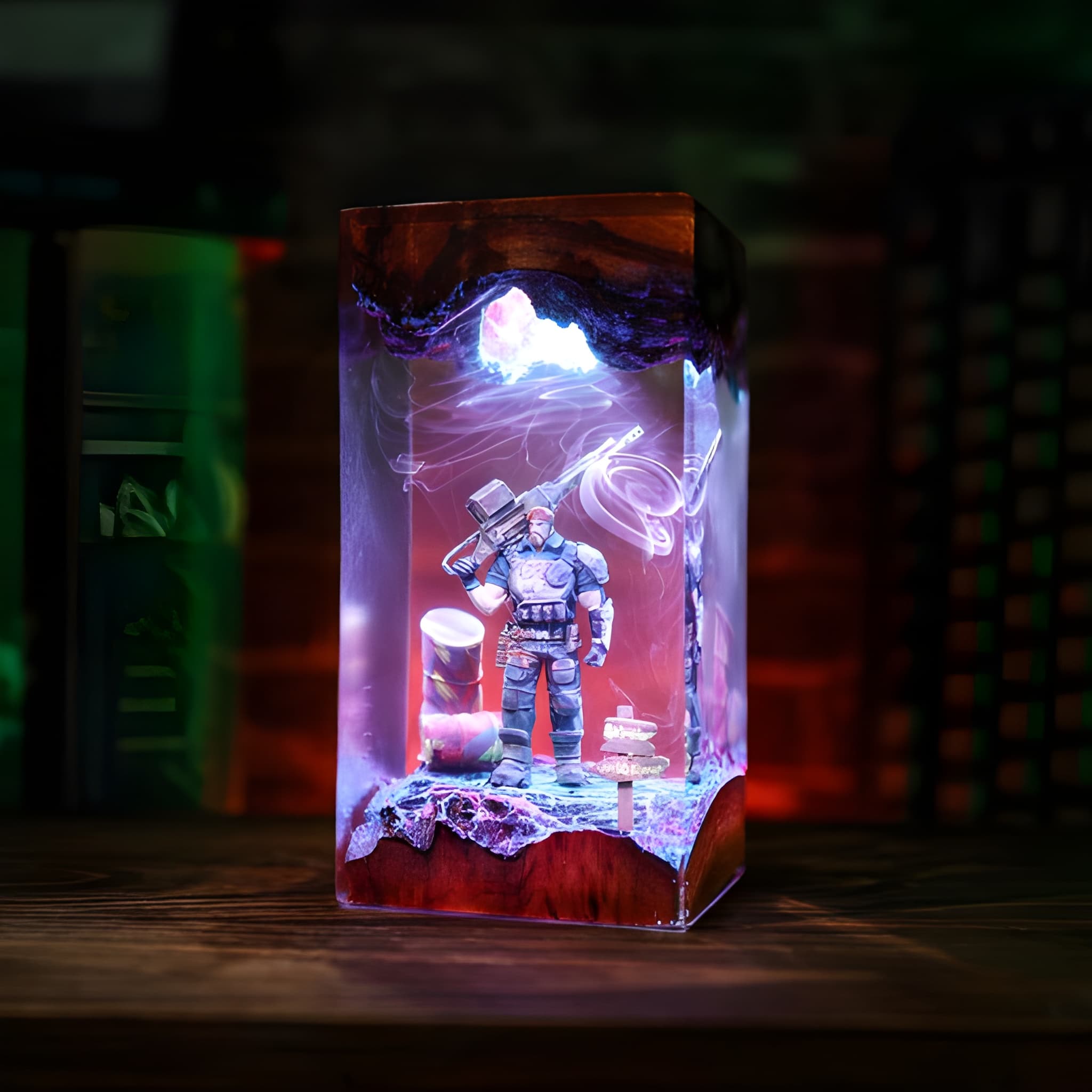Game Soldier Resin Night Light Handmade Decor