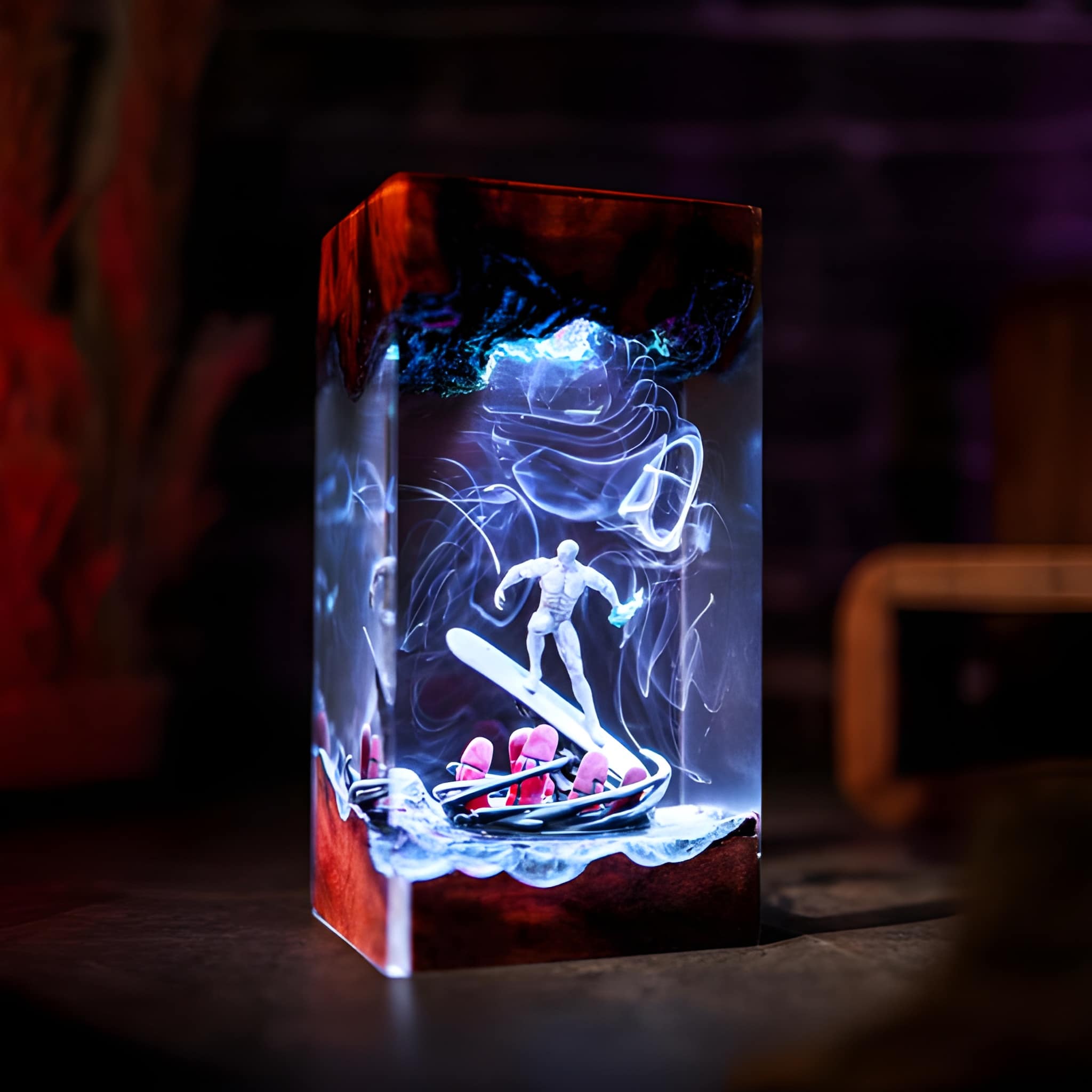 Cosmic Surfer Resin Sci Fi Night Light Lamp