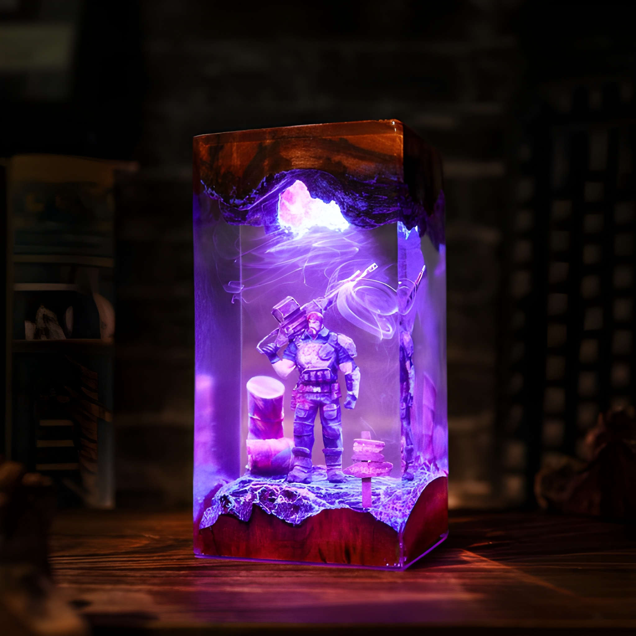 Game Soldier Resin Night Light Handmade Decor