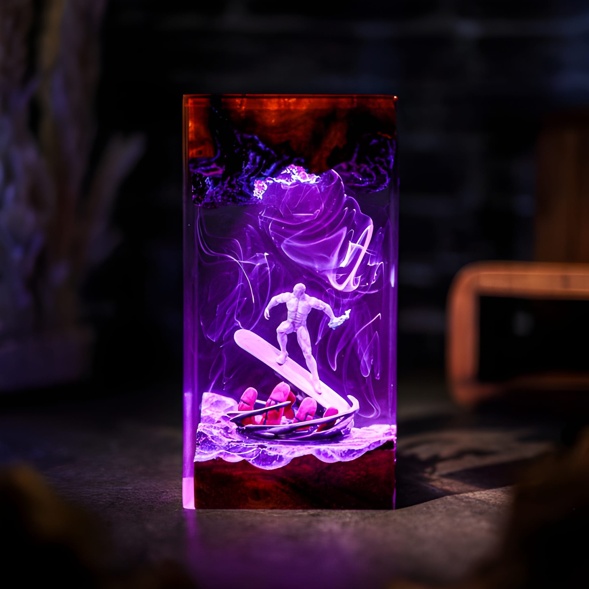Cosmic Surfer Resin Sci Fi Night Light Lamp